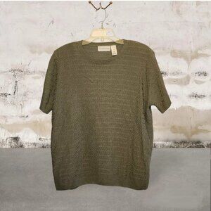 Alfred Dunner Olive Short Sleeve Sweater 1X